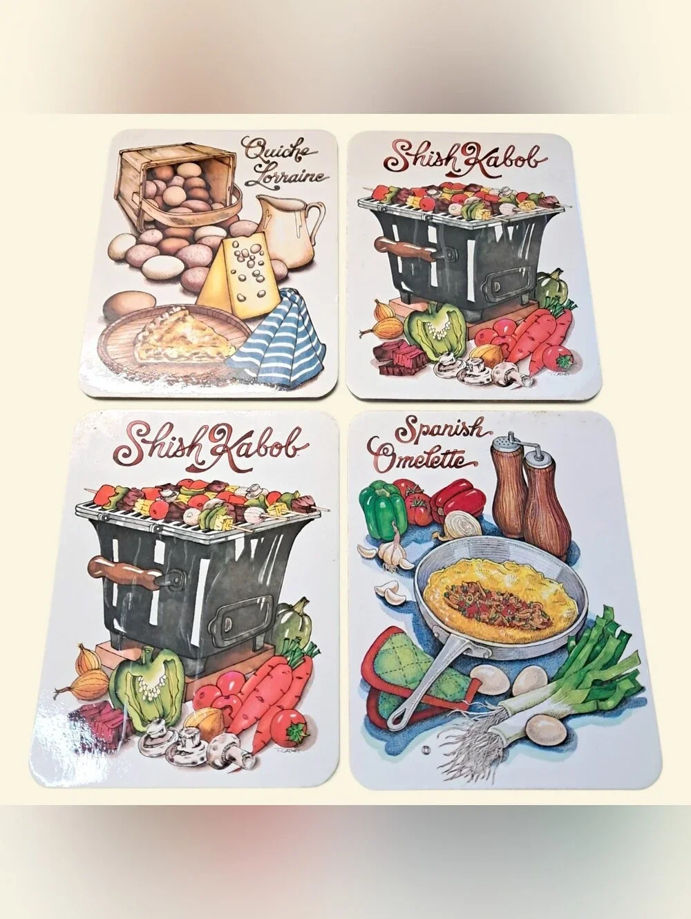 Vintage Potpourri Press Cork Wall Trivet Set of 4 Table Trivets Wall Decor